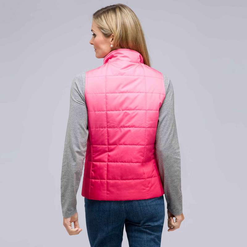 Mock Neck Quilted Vest, Begonia Multi, large image number 1