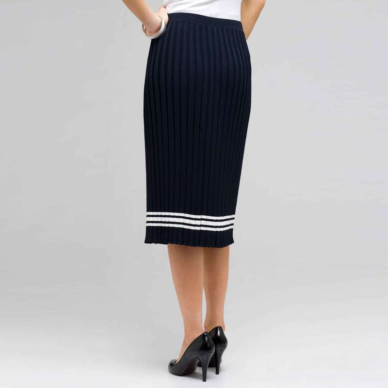 Long Pleated Skirt, Ink & White, large image number 1